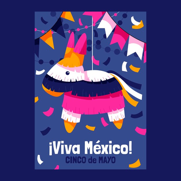 Free Vector flat cinco de mayo vertical poster template