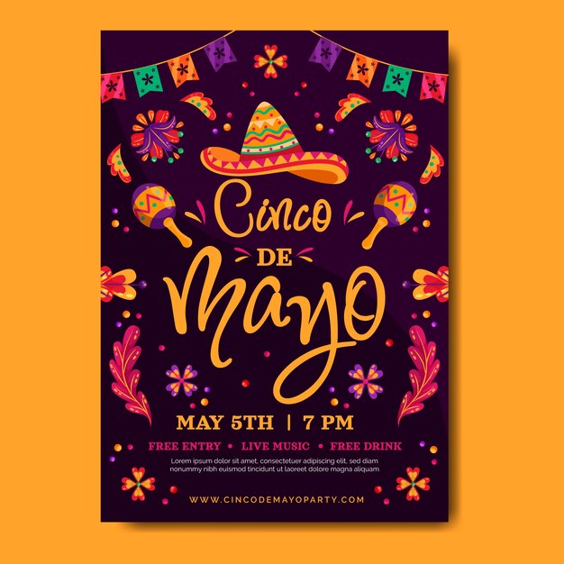 Flat cinco de mayo vertical poster template