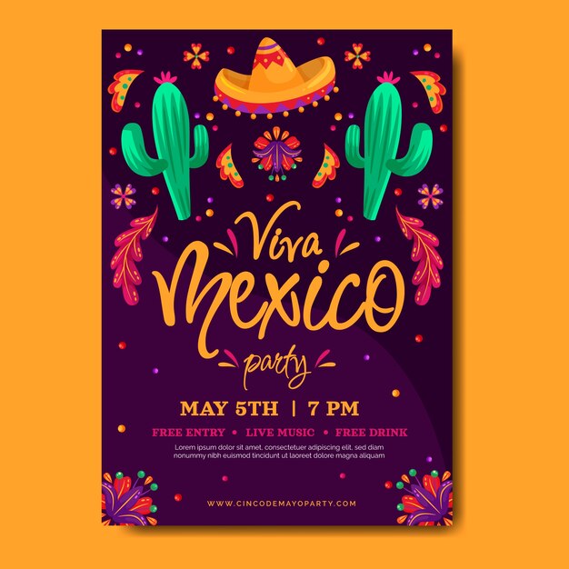 Flat cinco de mayo vertical poster template