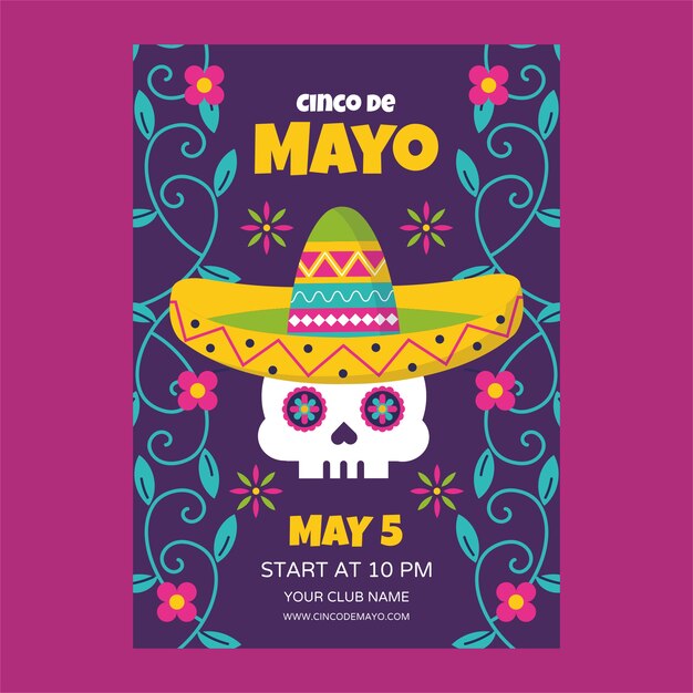 Flat cinco de mayo vertical poster template