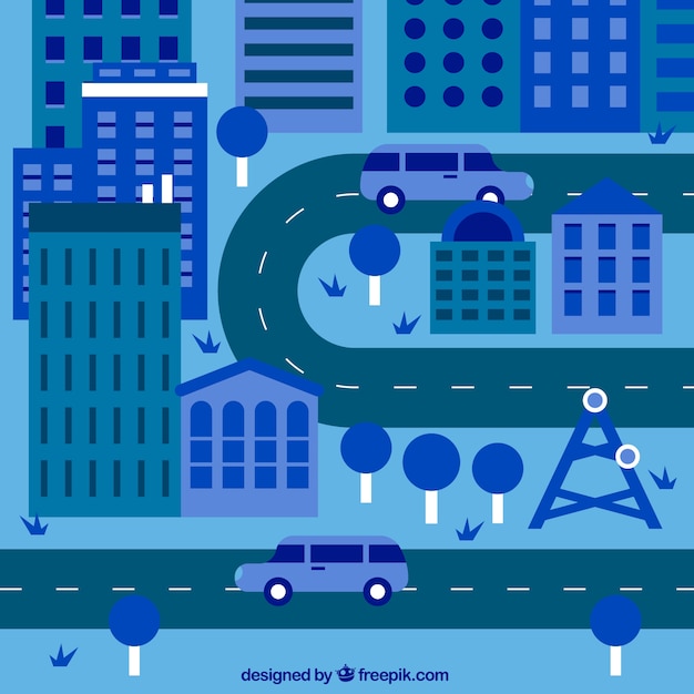 Free Vector flat city in blue tones