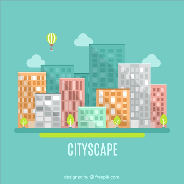 Free Vector flat cityscape in modern style