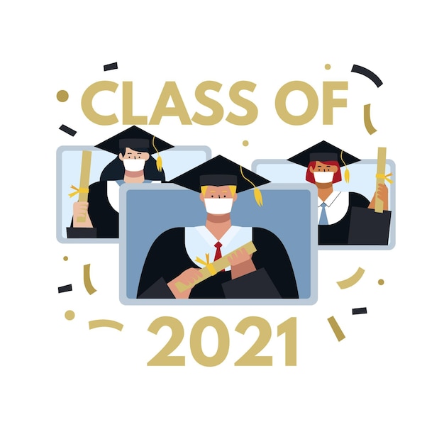 Free Vector flat class of 2021 illustration