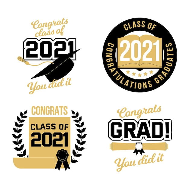 Free vector flat class of 2021 label collection