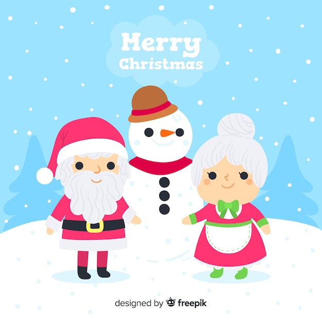 Flat claus couple christmas background