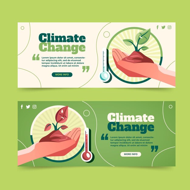 Flat climate change banners set