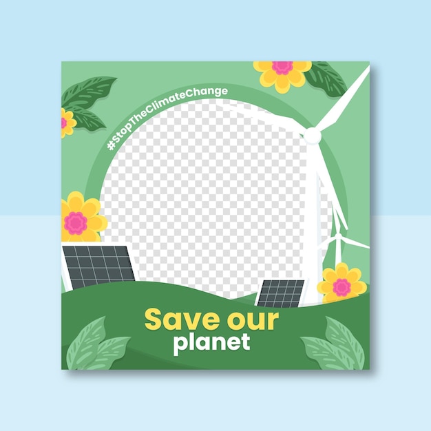 Flat climate change facebook frame for profile pic