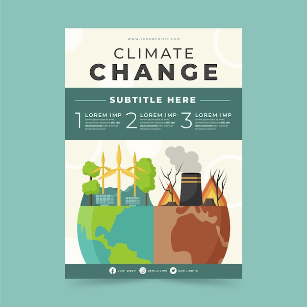 Free vector flat climate change vertical flyer template