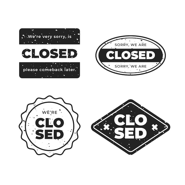 Free Vector flat closed seal stamps pack