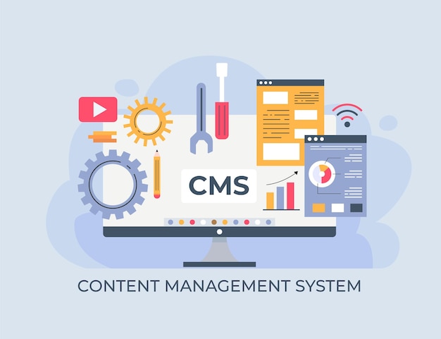 Flat cms concept illustration