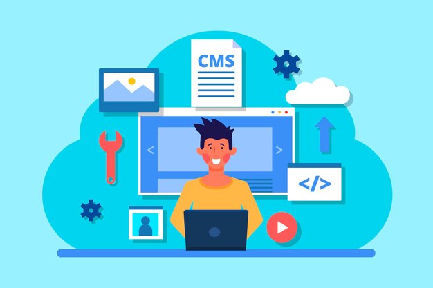 Flat cms concept illustration