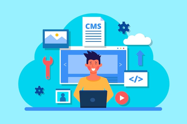 Flat cms concept illustration