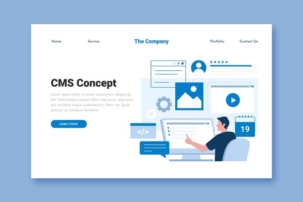 Flat cms landing page template