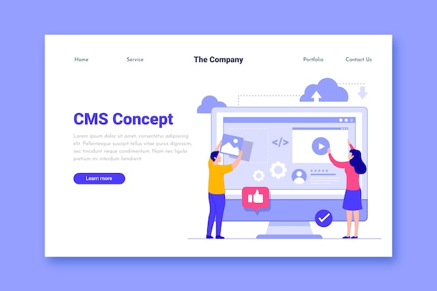 Flat cms landing page template