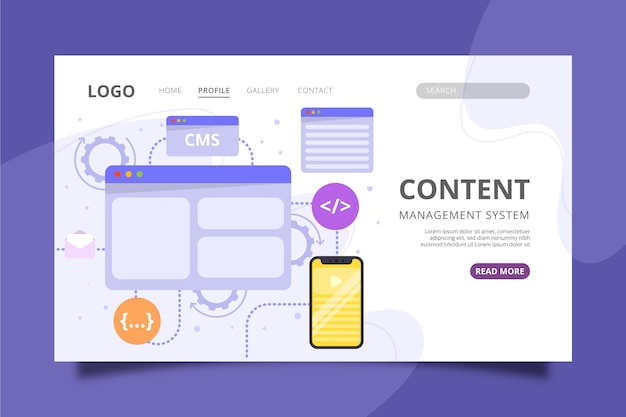 Flat cms landing page template