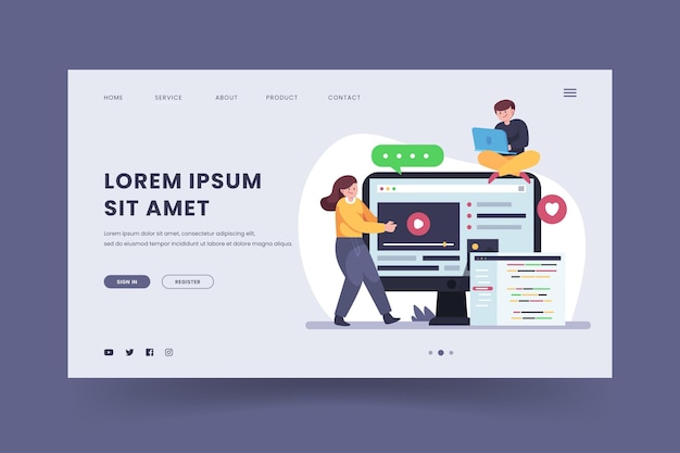 Flat cms landing page template