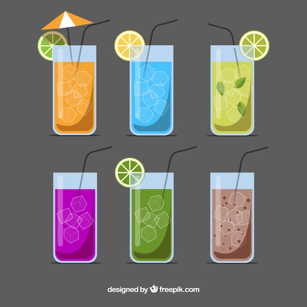 Free Vector flat cocktail collection