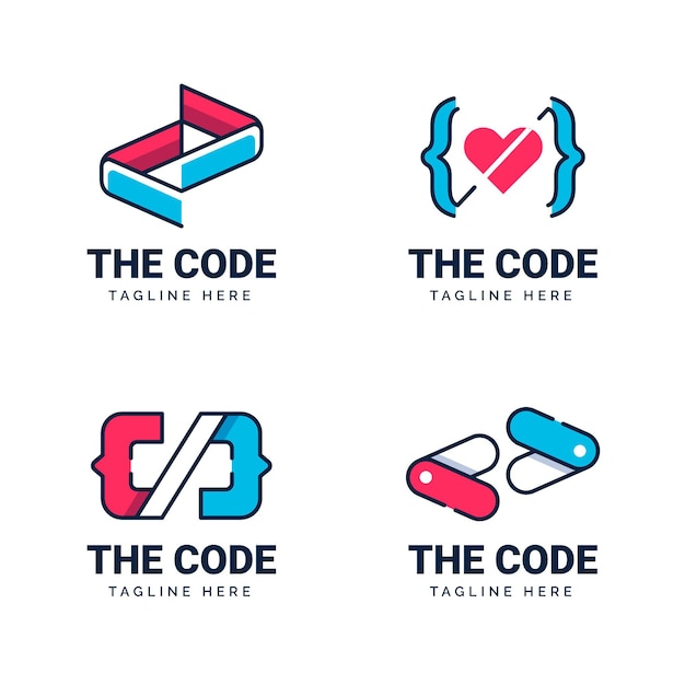 Flat code logo collection