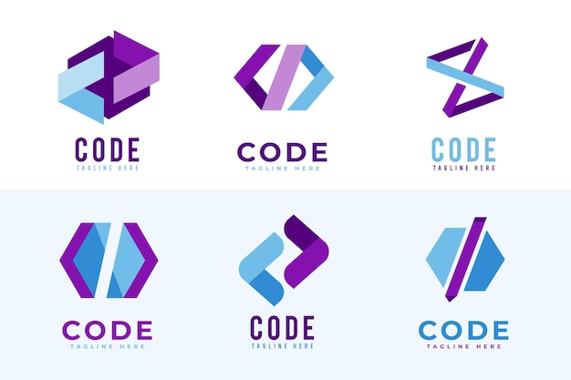 Flat code logo pack