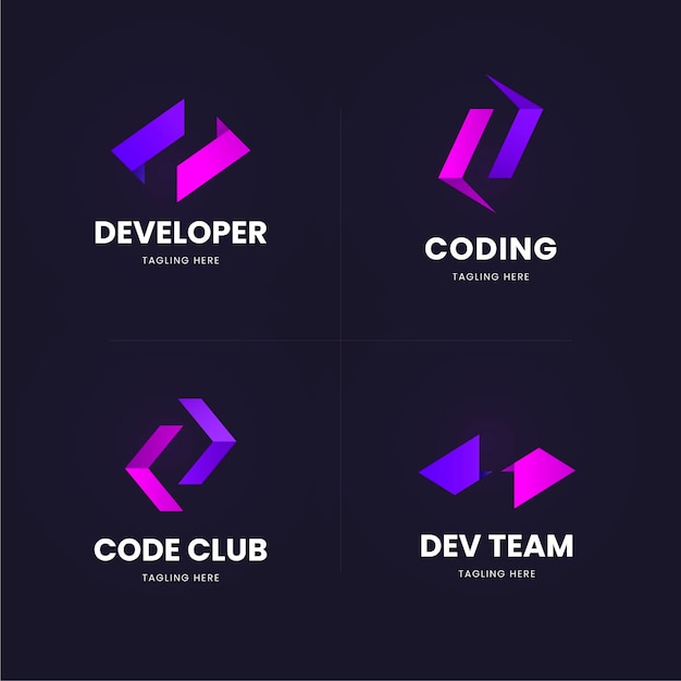 Flat code logo set