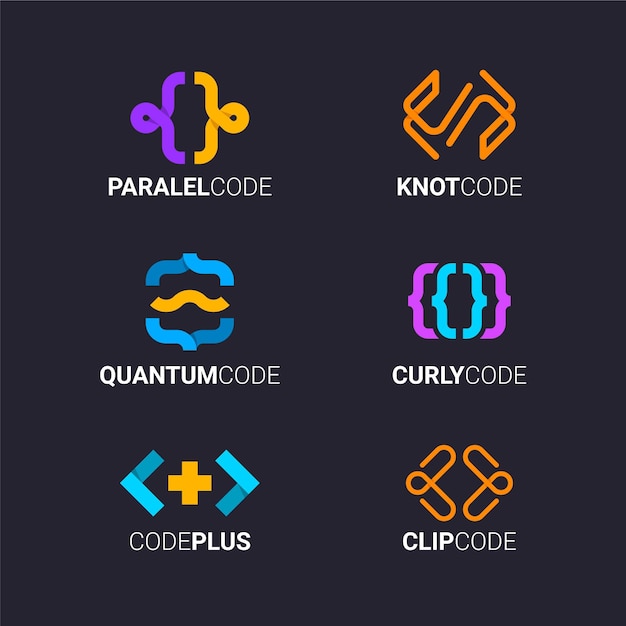 Free Vector flat code logo template collection