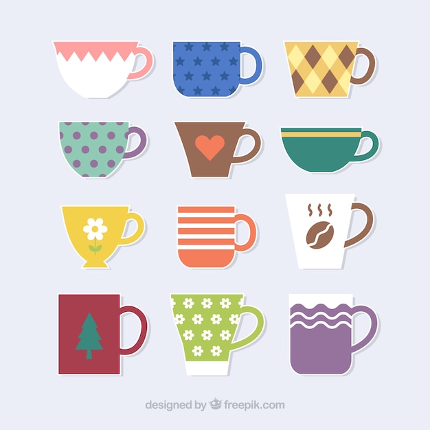 Flat coffee cup collection