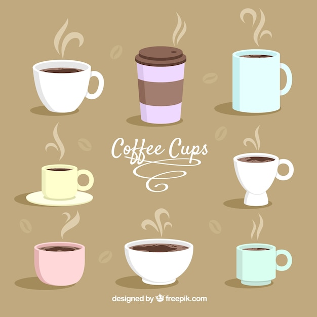 Free vector flat coffee cup collection