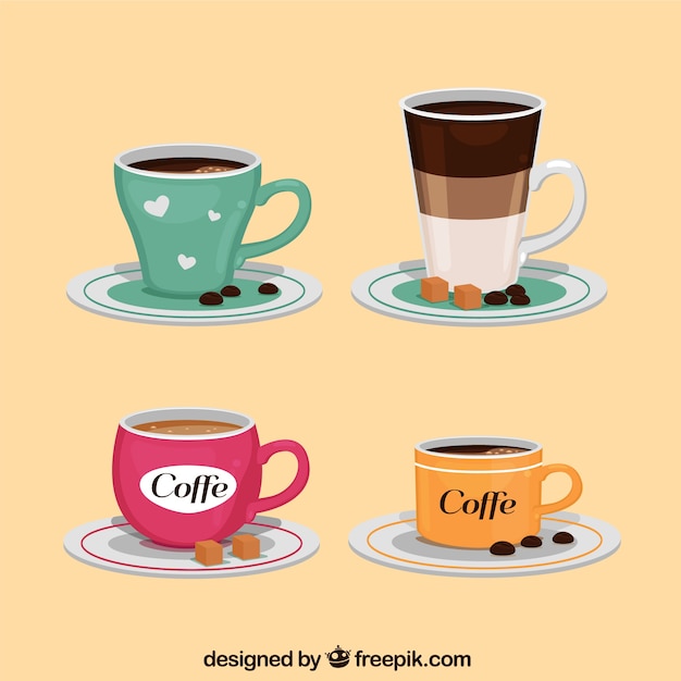 Free Vector flat coffee cup collection