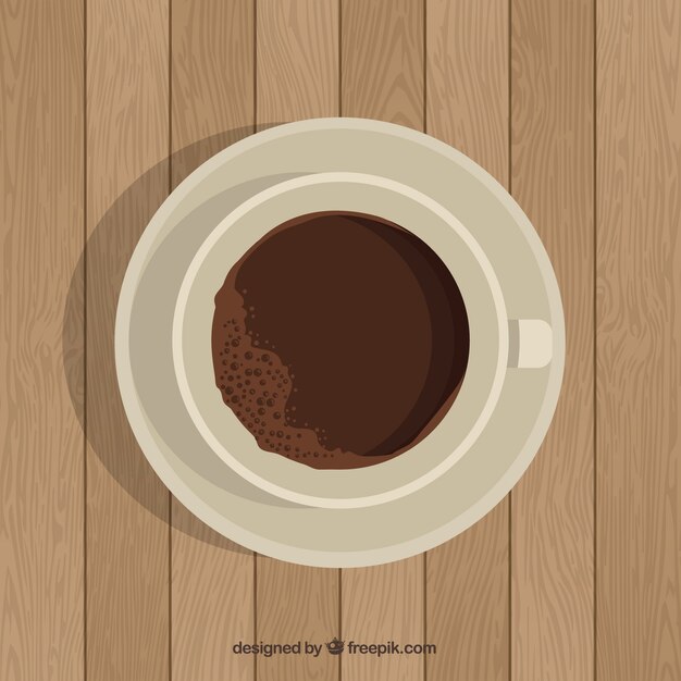 Flat coffee cup with top view