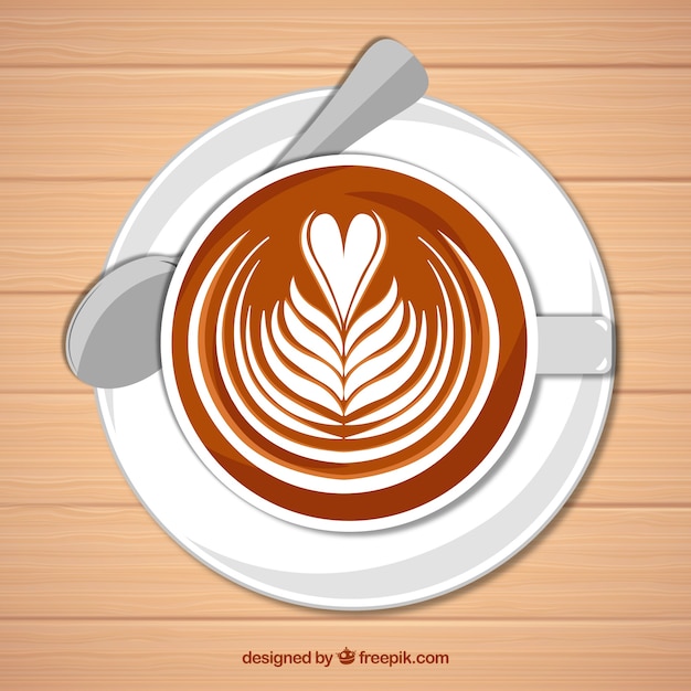 Free vector flat coffee cup with top view