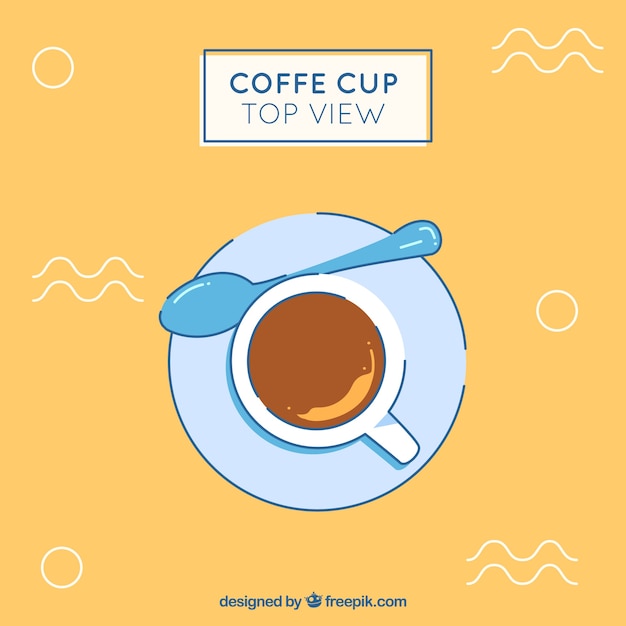 Flat coffee cup with top view