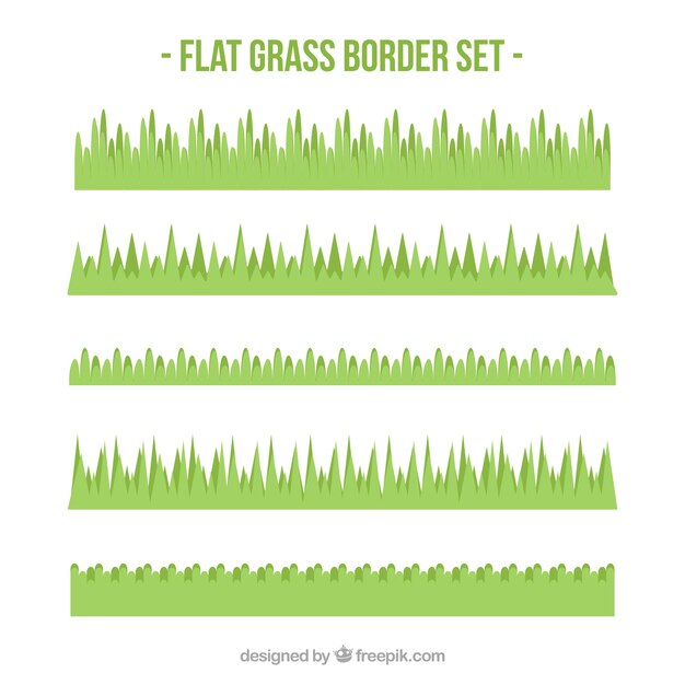 Flat collection of decorative grass borders