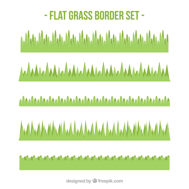 Flat collection of decorative grass borders