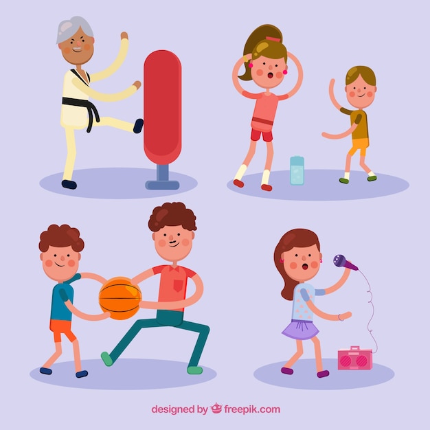 Free Vector flat collection of family doing different activities