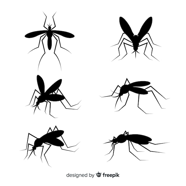 Flat collection of mosquito silhouettes