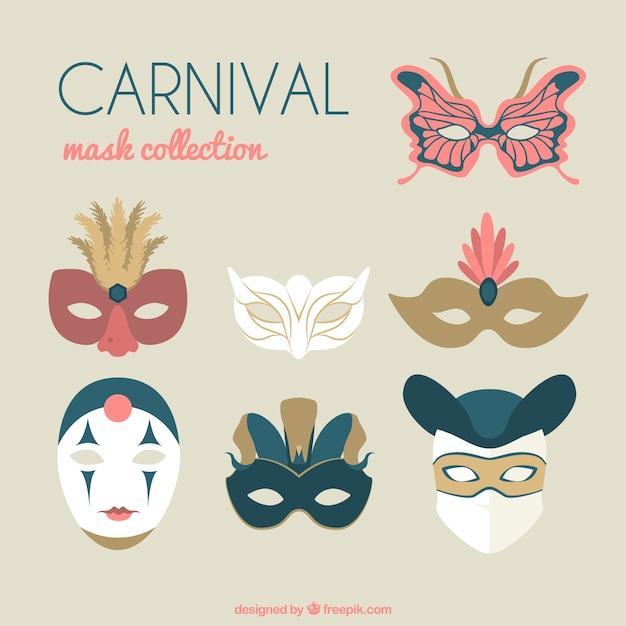 Free Vector flat collection of venetian masks