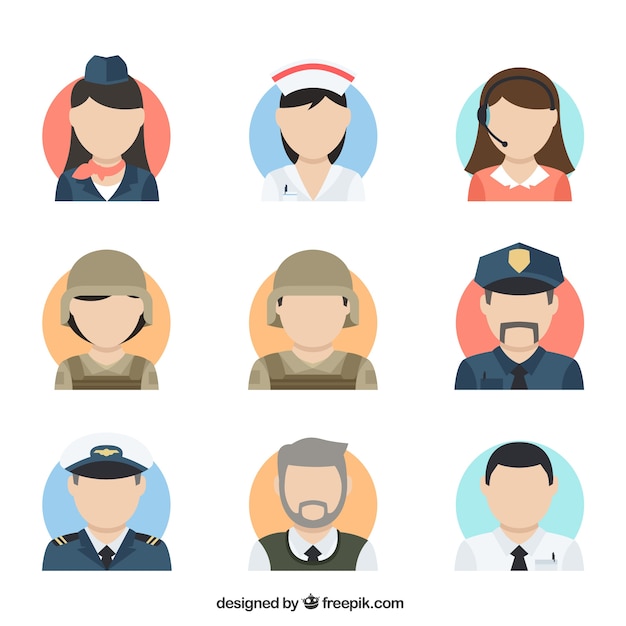 Flat colletion of professions avatars