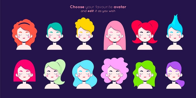 Flat colorful avatar collection