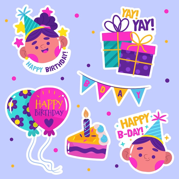 Free Vector flat colorful birthday collection