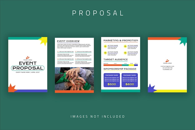 Flat colorful charity event proposal template