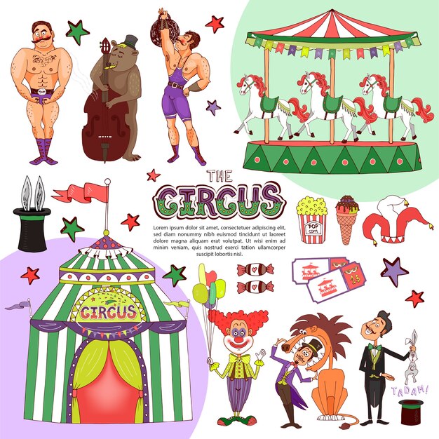 Flat colorful circus template 