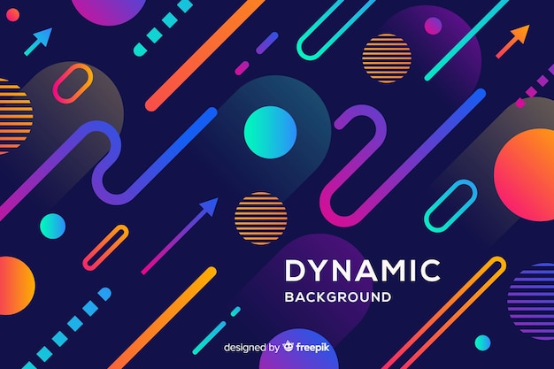 Flat colorful dynamic shapes background