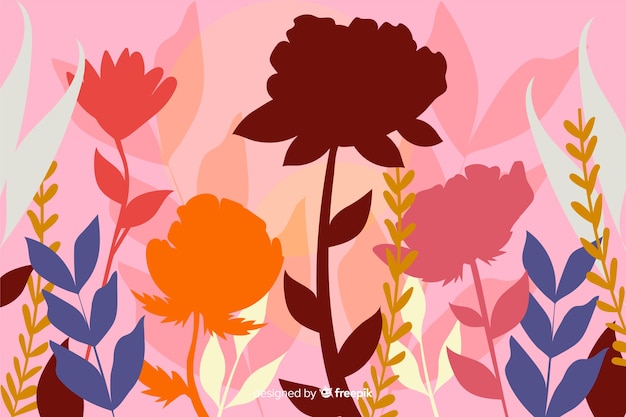 Free Vector flat colorful floral silhouette background