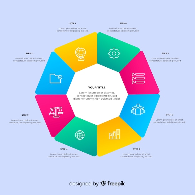 Flat colorful gradient infographic template