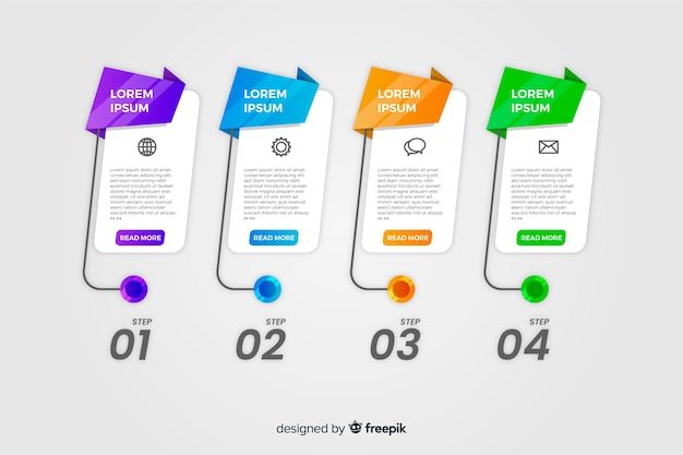 Flat colorful gradient timeline infographics