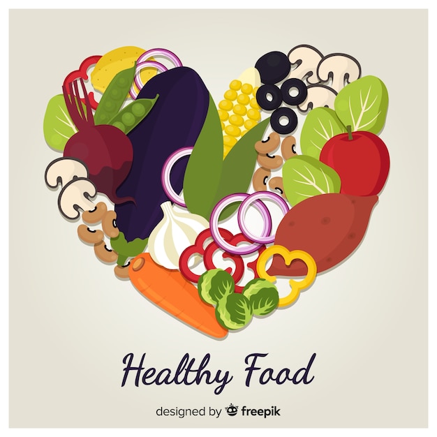 Flat colorful healthy food background