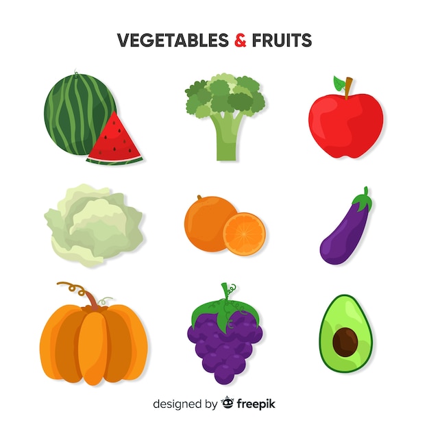 Free Vector flat colorful healthy food set