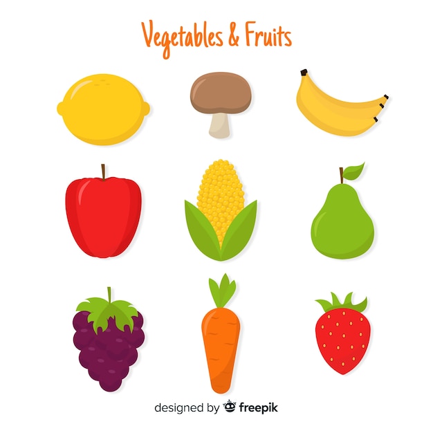 Free Vector flat colorful healthy food set