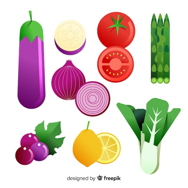 Free Vector flat colorful healthy food set