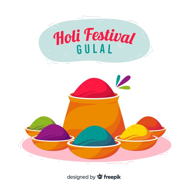 Flat colorful holi gulal background